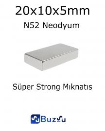 20x10x5 mm N52 Neodyum Mıknatıs Çok Güçlü